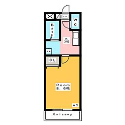 Ａ・Ｃｉｔｙ今本町II 3階1Kの間取り