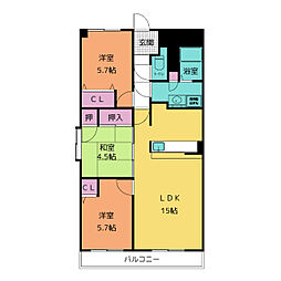 サンシャインハイツ 3LDKの間取図画像