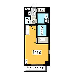 リヴィエール ワンルームの間取図画像