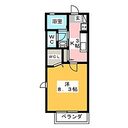 クラヴィエ大山 1Kの間取図画像