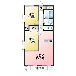 シエルシャン 2LDKの間取図画像