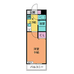 A・City里町 1Kの間取図画像