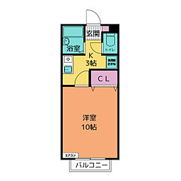 コーポみやび 1Kの間取図画像