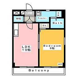 ホームチェリー 1LDKの間取図画像