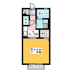 プランドールC 1Kの間取図画像