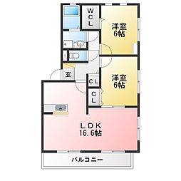 ウッディタウン3 2LDKの間取図画像