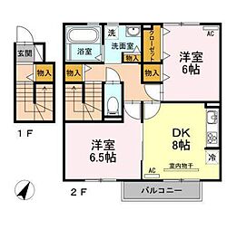 榮華セジュール 2DKの間取図画像