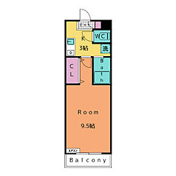A・City明治本町 1Kの間取図画像