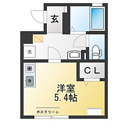 ハイジ ワンルームの間取図画像