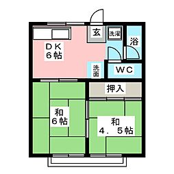 グリーンコーポ小根 2DKの間取図画像