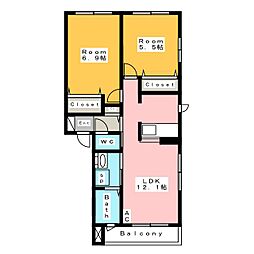 メゾン東町 2LDKの間取図画像