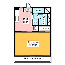 シャトル安祥 1DKの間取図画像