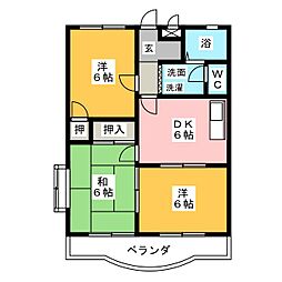 レジデンス御堂山 3DKの間取図画像