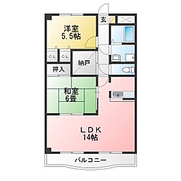 ガーデンシティ三河安城 2LDKの間取図画像