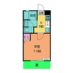 ロイヤルオーク 1Kの間取図画像