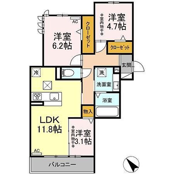 ラティペース 103｜愛知県犬山市大字上野字米野(賃貸アパート3LDK・1階・62.96㎡)の写真 その2