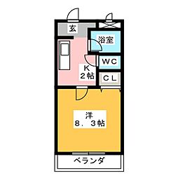 マンションさくら 3階1Kの間取り