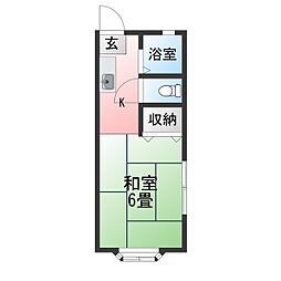 サンシティスズイB 1Kの間取図画像