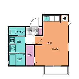 サンシティスズイＡ 1階ワンルームの間取り
