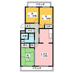 エレガン柏森 1階3LDKの間取り