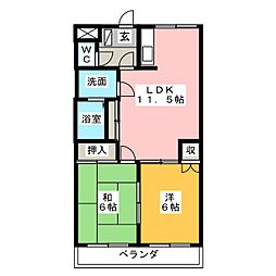 Angel　Wing 1階2LDKの間取り