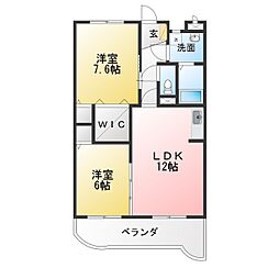 ロジアス大口 2LDKの間取図画像