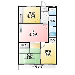 サンシティ中ノ宮A棟 3LDKの間取図画像
