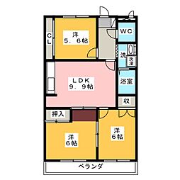 サンシティ中ノ宮A棟 3LDKの間取図画像