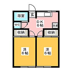 ウイング犬山A棟 2DKの間取図画像