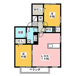 ベルクロシェット 2LDKの間取図画像