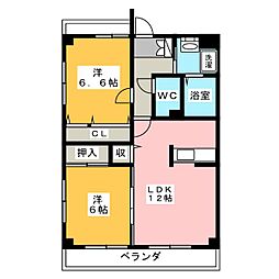 メトロ扶桑 2LDKの間取図画像