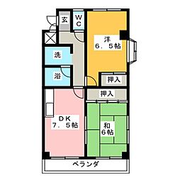 ハイツドレミ 2DKの間取図画像