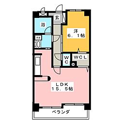 ベルヴィル6 1LDKの間取図画像