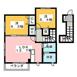 ラ・プリマヴェーラ2 2LDKの間取図画像