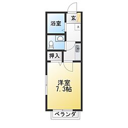 キャッスルビューきざし 1Kの間取図画像