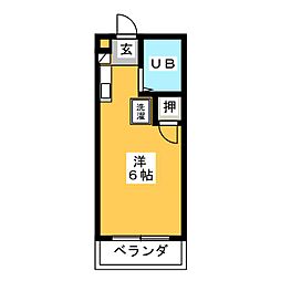 ダイヤモンドハウス ワンルームの間取図画像