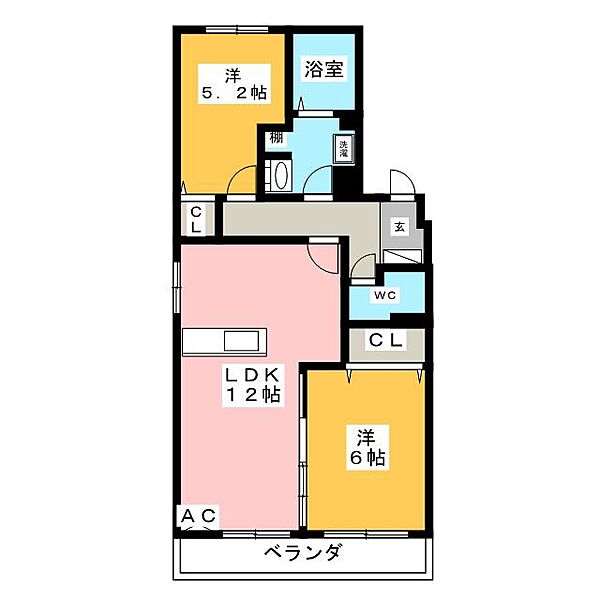 クラウン杉本Ａ ｜愛知県豊田市大林町１１丁目(賃貸マンション2LDK・4階・60.00㎡)の写真 その2