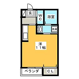 Daisy 2階ワンルームの間取り