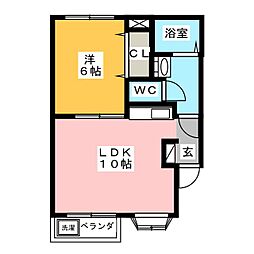プチシャトー 1LDKの間取図画像
