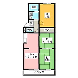 板倉マンション 3LDKの間取図画像