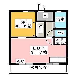 コーポ緑ケ丘 1LDKの間取図画像