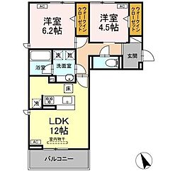 メゾンローズ 2LDKの間取図画像