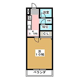 メゾンドゥ中根 1Kの間取図画像