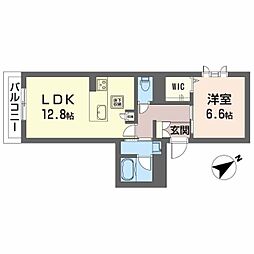 プレミアス平池 1LDKの間取図画像