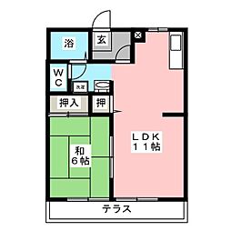 サンビレッジ上郷A棟 1LDKの間取図画像