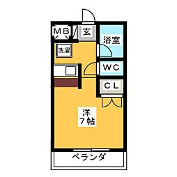 カノーピア水源 ワンルームの間取図画像
