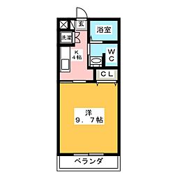 ブランクール元宮 1Kの間取図画像