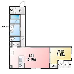 仮称)金谷町新築計画(共同住宅) 1LDKの間取図画像
