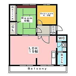 グリーンハイツ 2LDKの間取図画像