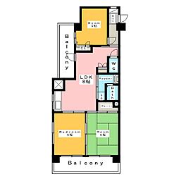 パレス安城 3LDKの間取図画像